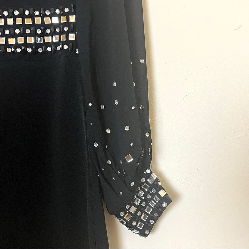 Kiki Riki Jewel Embellished Sheer Sleeve Choker Bodycon Dress, Size Medium Black - Picture 7 of 17